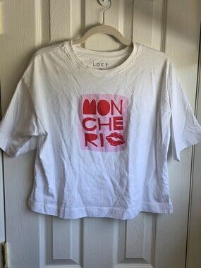 LOFT White Tee with Pink and Red MON CHERI Graphic